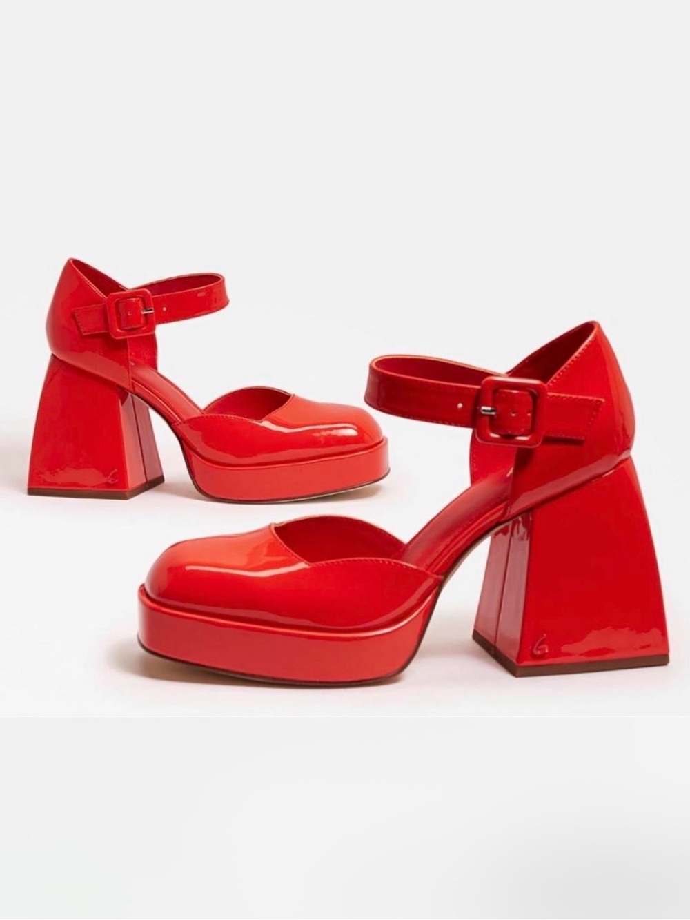Circus Ivy by Sam Edelman Red Patent Platform Mary Jane Heels with Ankle Strap 8